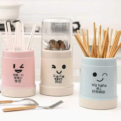 Smiley Cutlery Holder With Lid