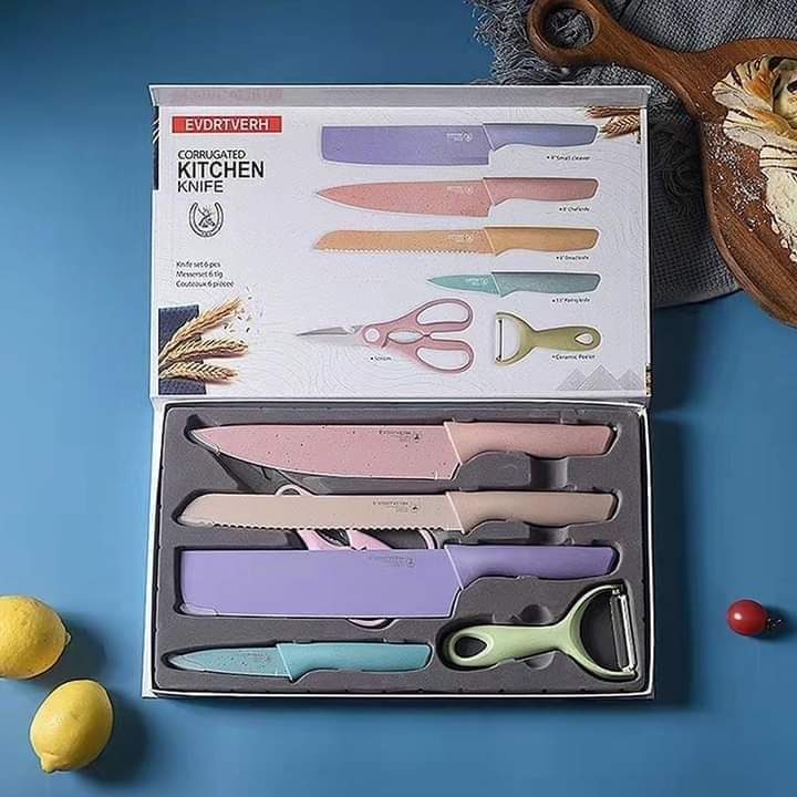 6 Pcs Stainless Steel Colorful Knife Set