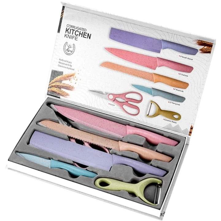 6 Pcs Stainless Steel Colorful Knife Set