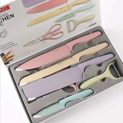 6 Pcs Stainless Steel Colorful Knife Set