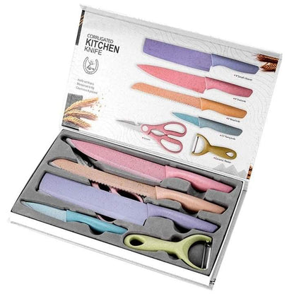 6 Pcs Stainless Steel Colorful Knife Set