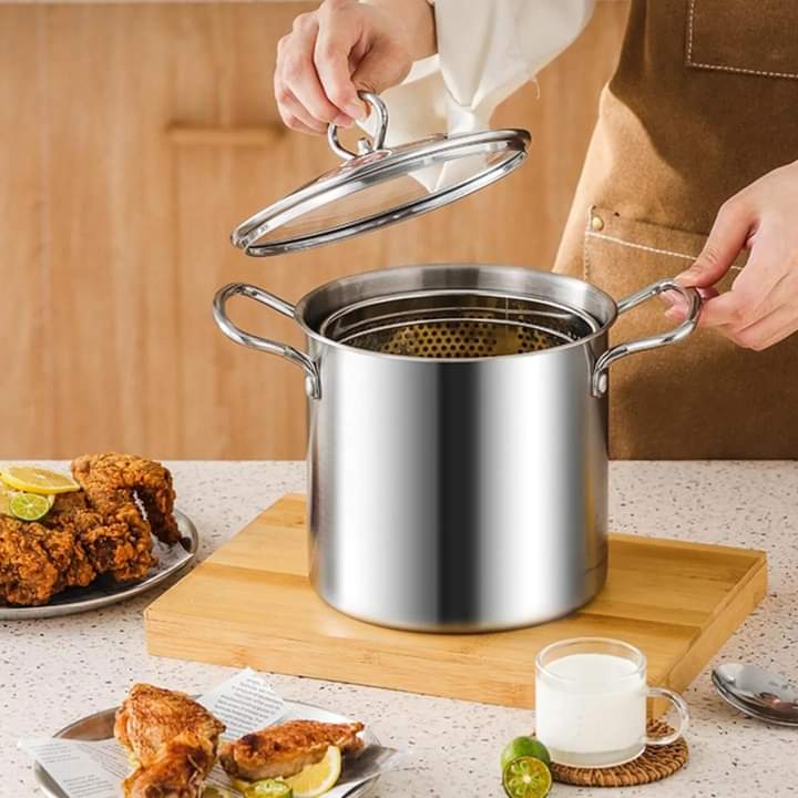 3.5 L Deep Frying Pot With Glass Lid