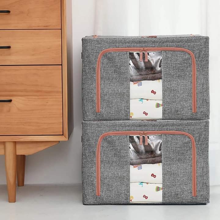 Foldable Clothes Storage Box With Metal Frame