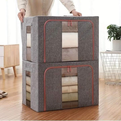 Foldable Clothes Storage Box With Metal Frame