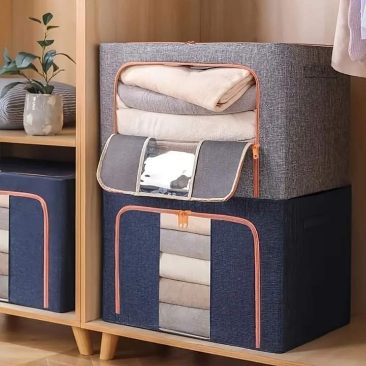 Foldable Clothes Storage Box With Metal Frame