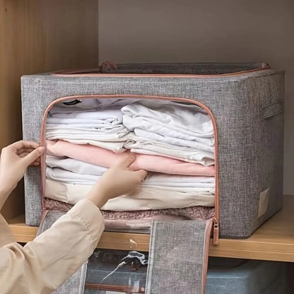 Foldable Clothes Storage Box With Metal Frame