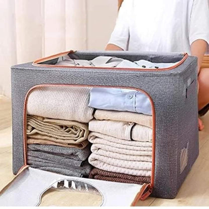 Foldable Clothes Storage Box With Metal Frame