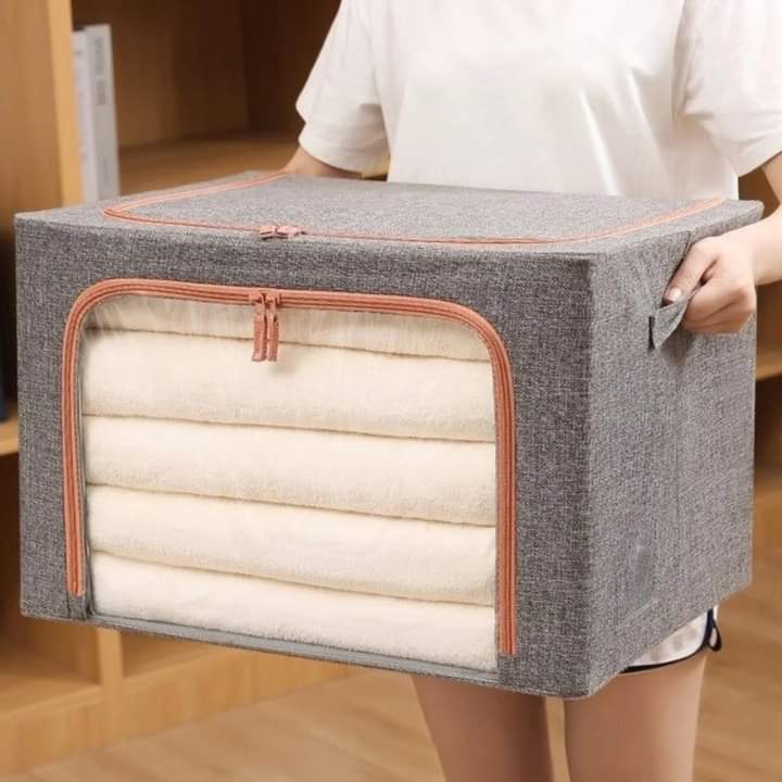 Foldable Clothes Storage Box With Metal Frame