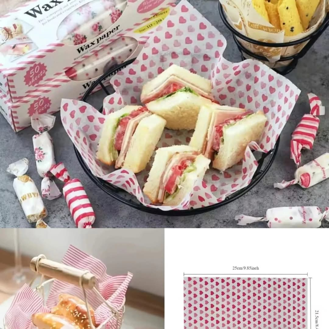 50 Pcs Decorated Wax Paper