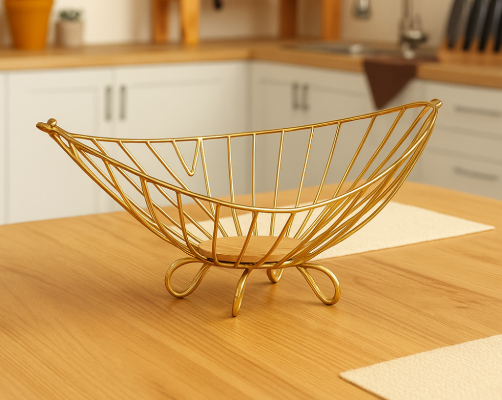 Luxurious Golden Stainless Steel Fruit Basket