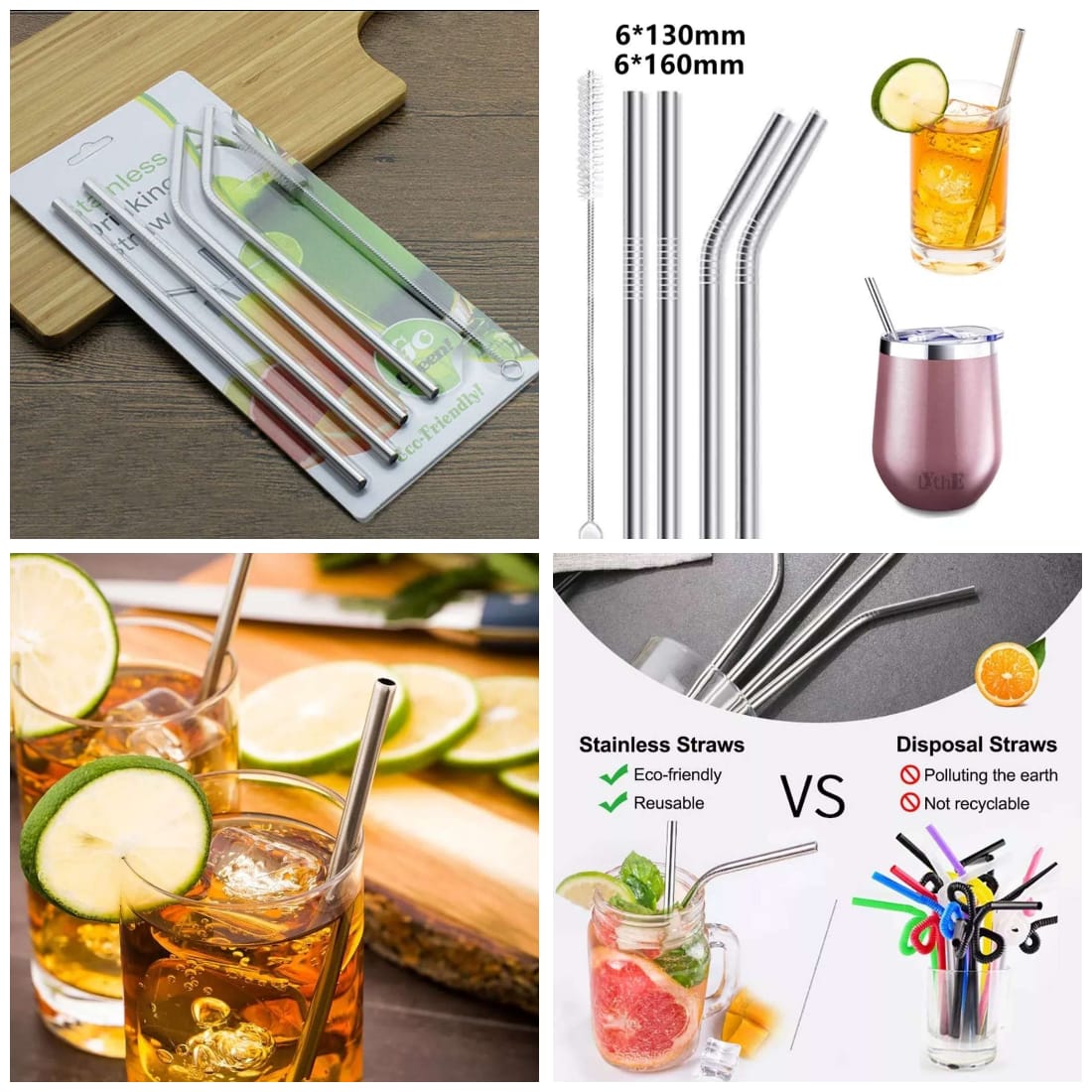 Stainless Steel Reusable Straw (3Pcs)