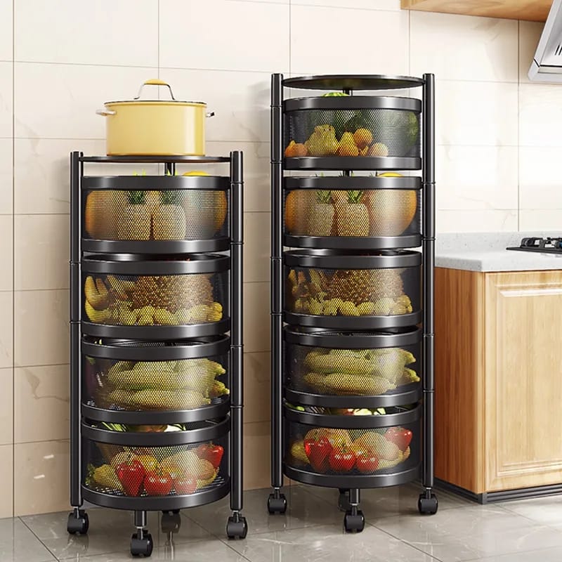 Rotating Round Kitchen Storage Trolly