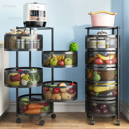 Rotating Round Kitchen Storage Trolly