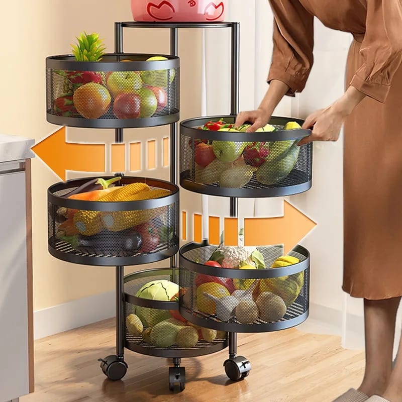 Rotating Round Kitchen Storage Trolly