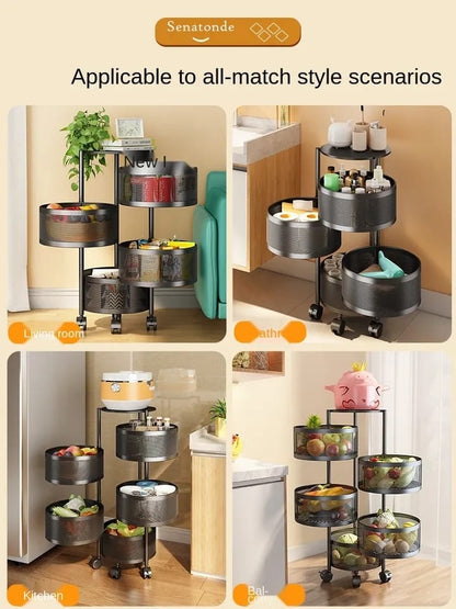 Rotating Round Kitchen Storage Trolly