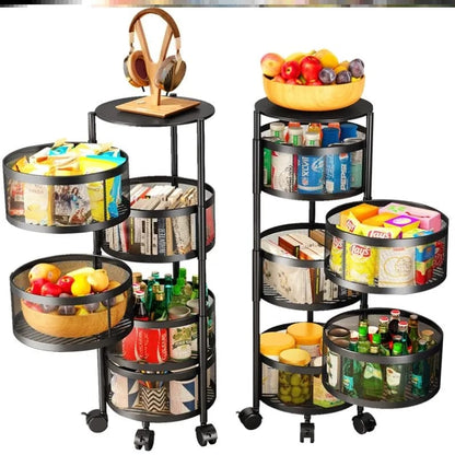 Rotating Round Kitchen Storage Trolly