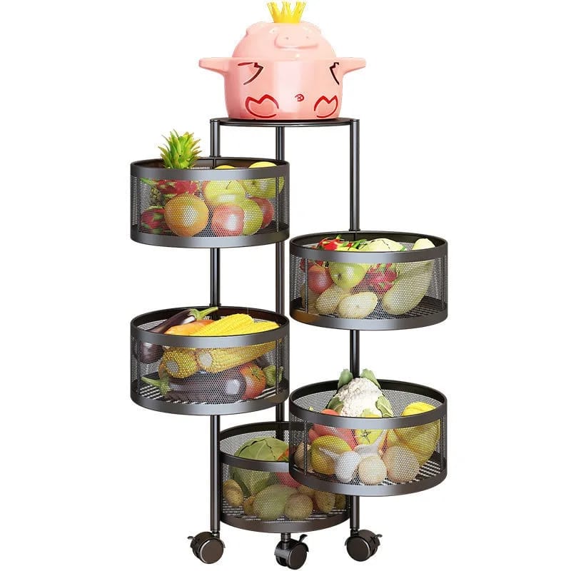 Rotating Round Kitchen Storage Trolly