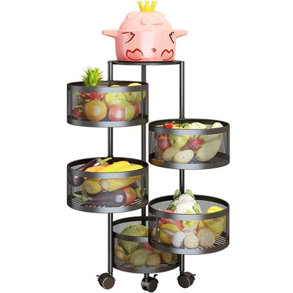 Rotating Round Kitchen Storage Trolly