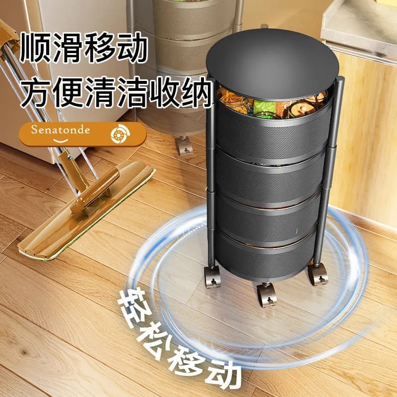 Rotating Round Kitchen Storage Trolly