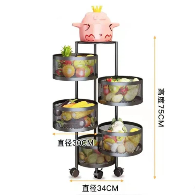 Rotating Round Kitchen Storage Trolly