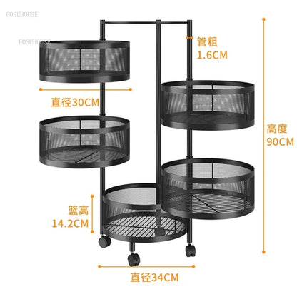 Rotating Round Kitchen Storage Trolly