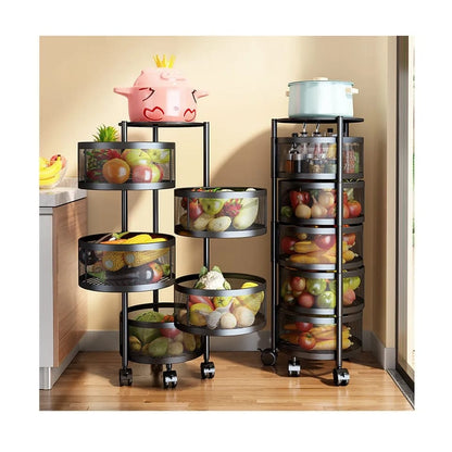 Rotating Round Kitchen Storage Trolly