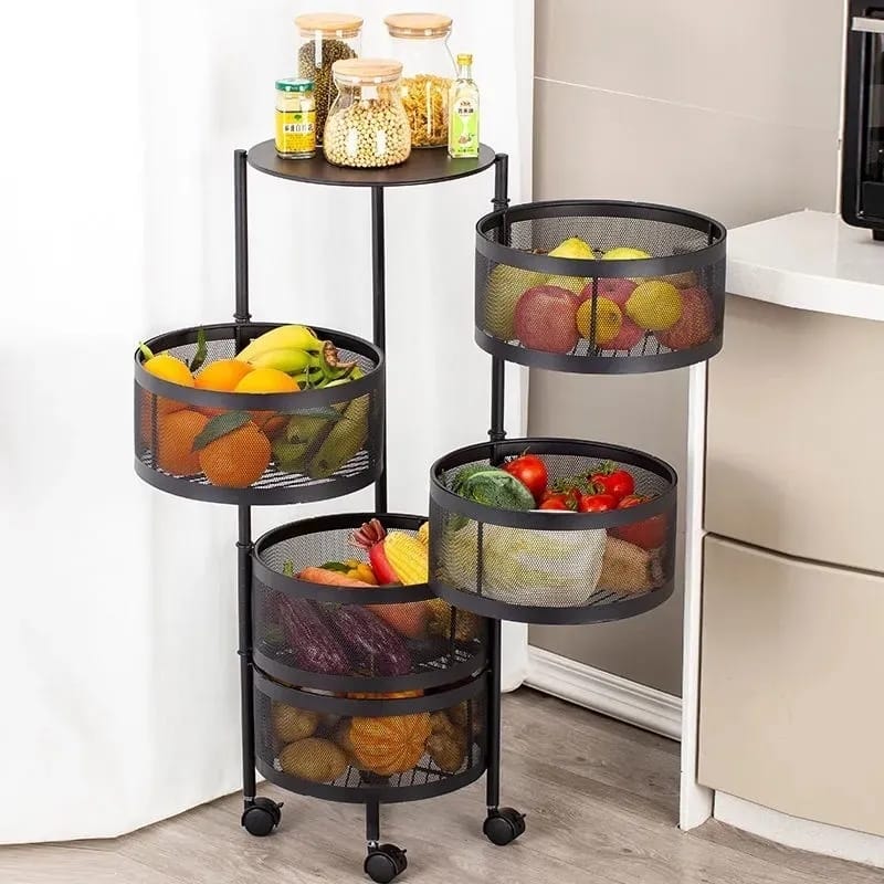 Rotating Round Kitchen Storage Trolly