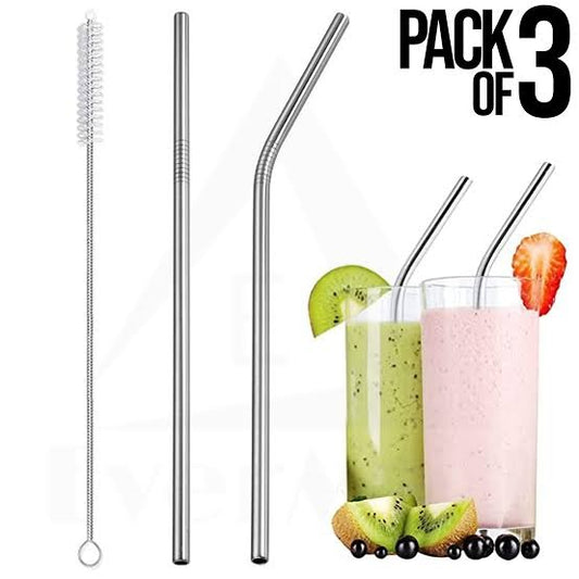 Stainless Steel Reusable Straw (3Pcs)