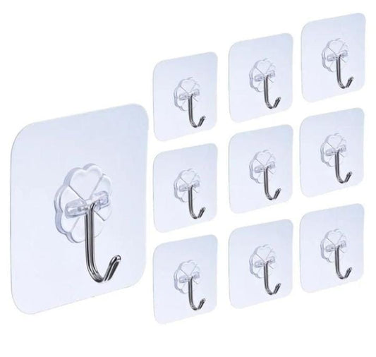 Transparent Wall Mounted Hook (10Pcs Set)