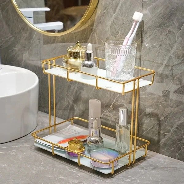 Luxury 2 Layer Countertop Bathroom Storage Rack