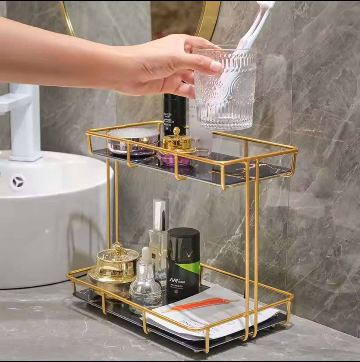 Luxury 2 Layer Countertop Bathroom Storage Rack