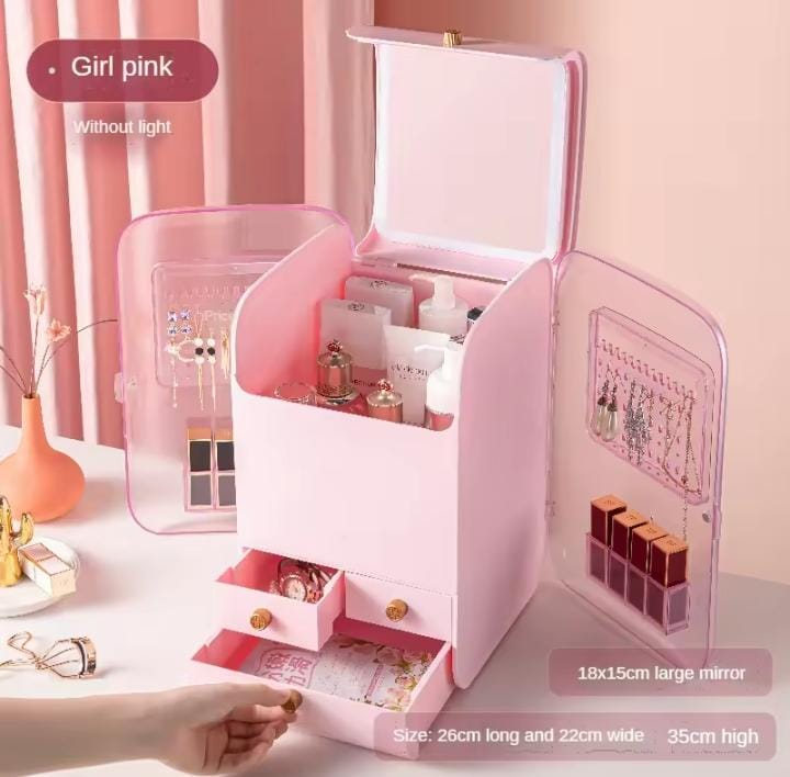 Large Makeup Cosmetic Organizer with LED Mirror