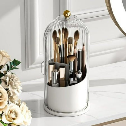 360° Rotating Makeup Brush Holder With Lid