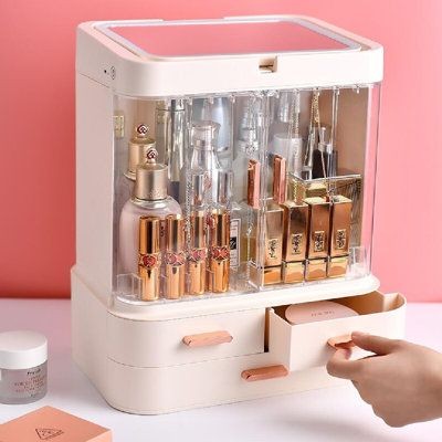 Cosmetics Storage Box With Mirror Led Light