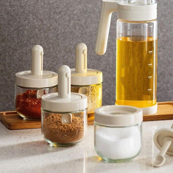 Glass Seasoning Jar With Telescopic Spoon