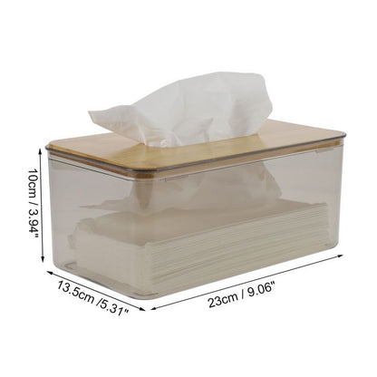 Transparent Tissue Box With Wooden Top