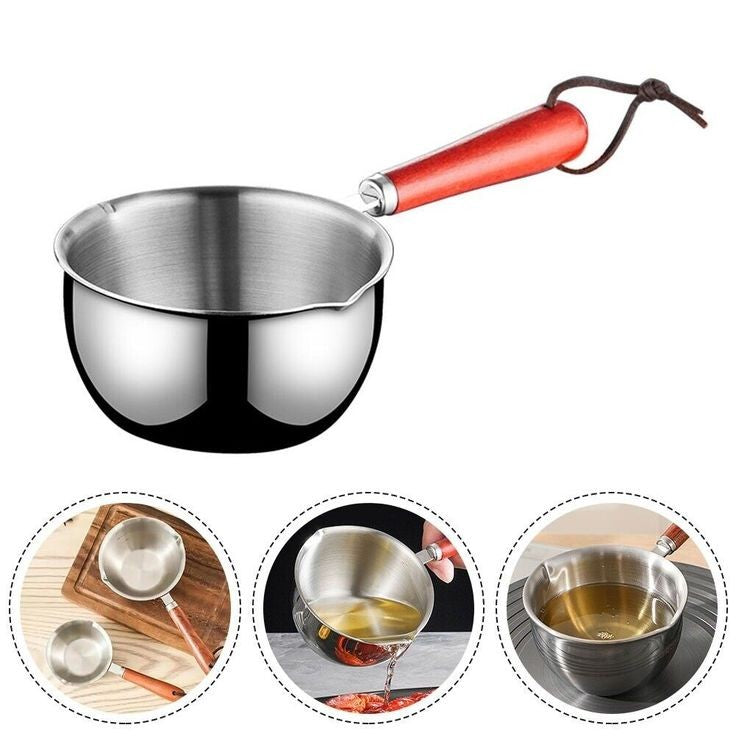 Stainless Steel Hot Oil Pot with Wooden Handle