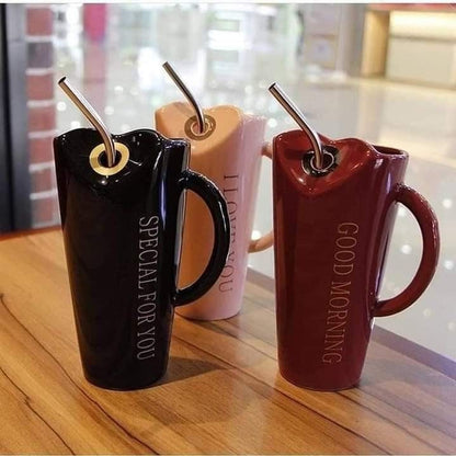 Ceramic Coffee Mug With Straw