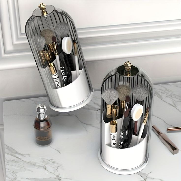 360° Rotating Makeup Brush Holder With Lid