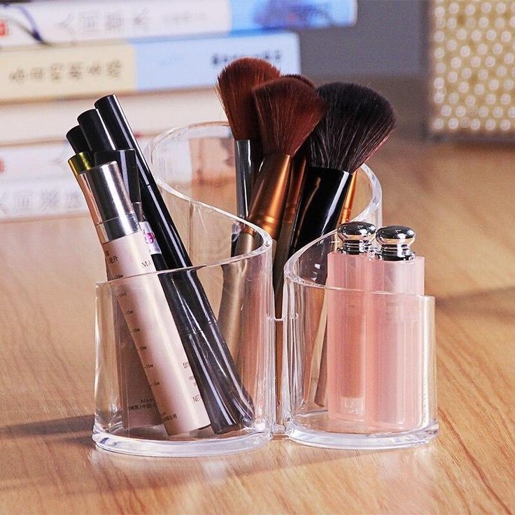 Transparent 3 Grid Makeup Brush Holder