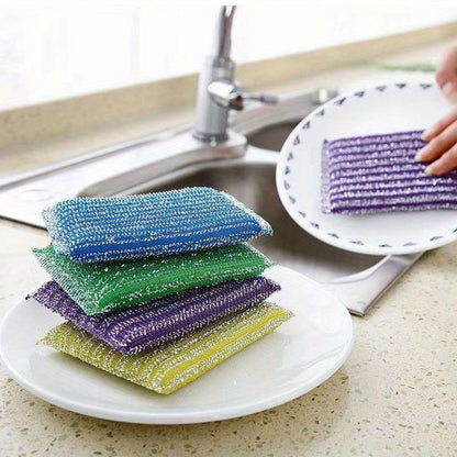 4pcs Double Sided Dishwashing Sponge (Random Colours)