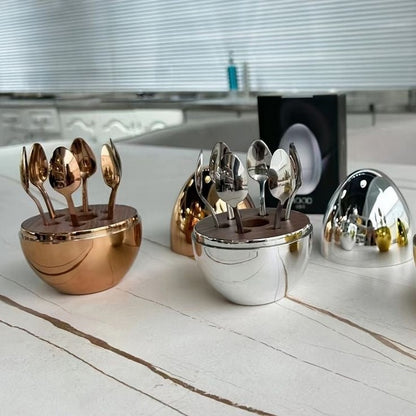 6 pcs Spoon Holder Egg Gold