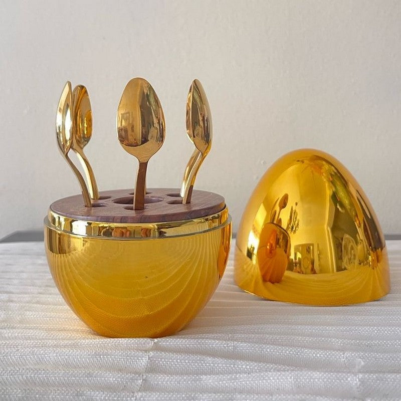 6 pcs Spoon Holder Egg Gold