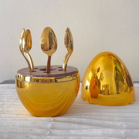 6 pcs Spoon Holder Egg Gold