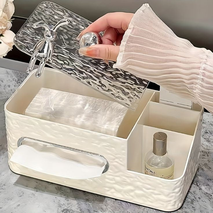 White Chic Water Wave Tissue Box