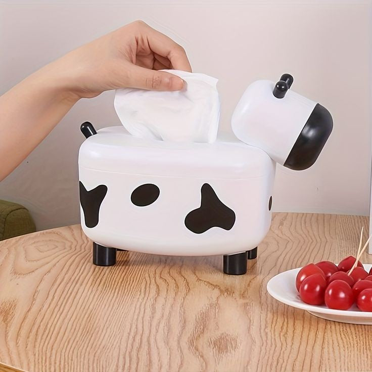 2 In 1 Cow Tissue Box With Toothpick Holder