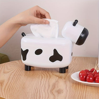 2 In 1 Cow Tissue Box With Toothpick Holder