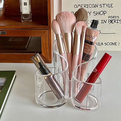 Transparent 3 Grid Makeup Brush Holder