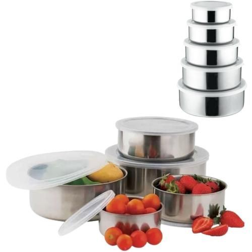 5pcs Stainless Steel Container with Cover