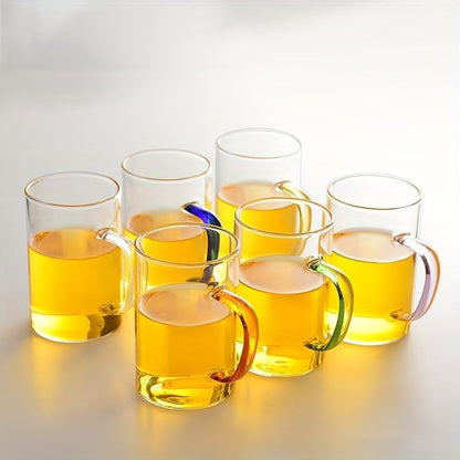 Set of 6 Glass Cups with Multicolor Handles 330 ML